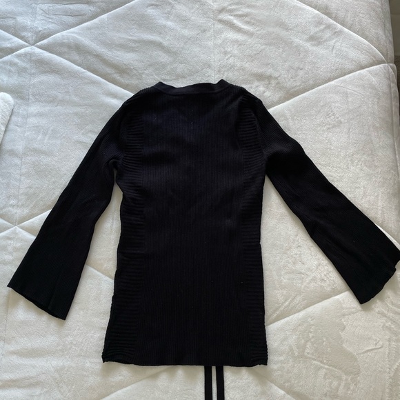 Lace up black sweater top - Picture 2 of 3